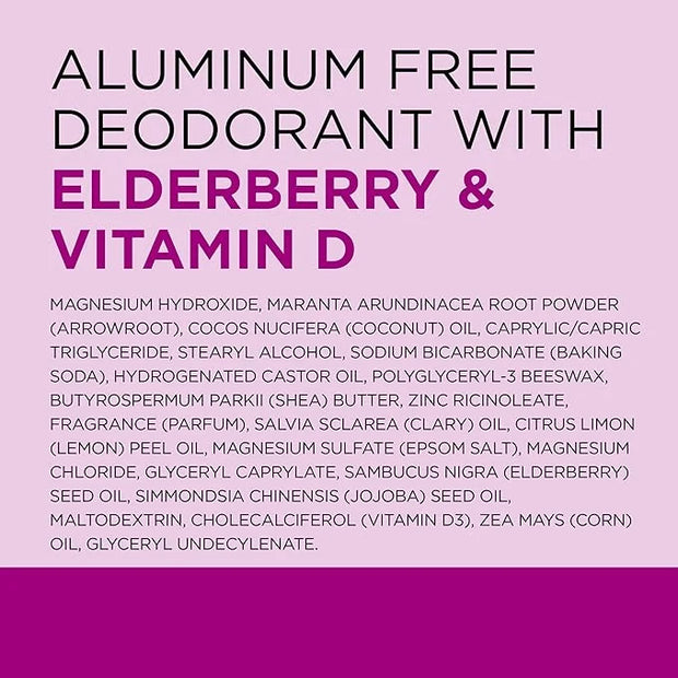 Dr Teal's Aluminum Free Deodorant, Elderberry & Vitamin D with Essential Oils, 2.65 oz (Pack of 3) - Product Image