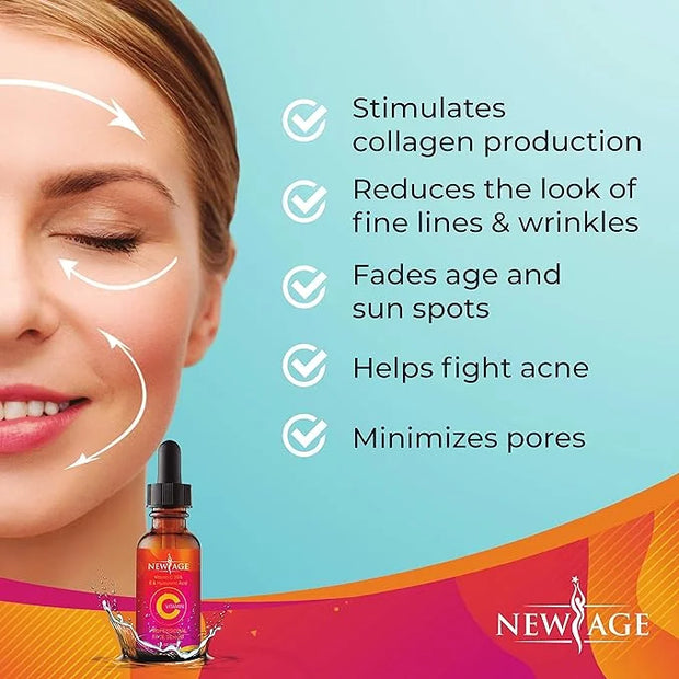 (2-PACK) Vitamin C Serum with Hyaluronic Acid for Face and Eyes - Natural Anti Aging Eye Serum - Facial Serum Fades Age Sp...