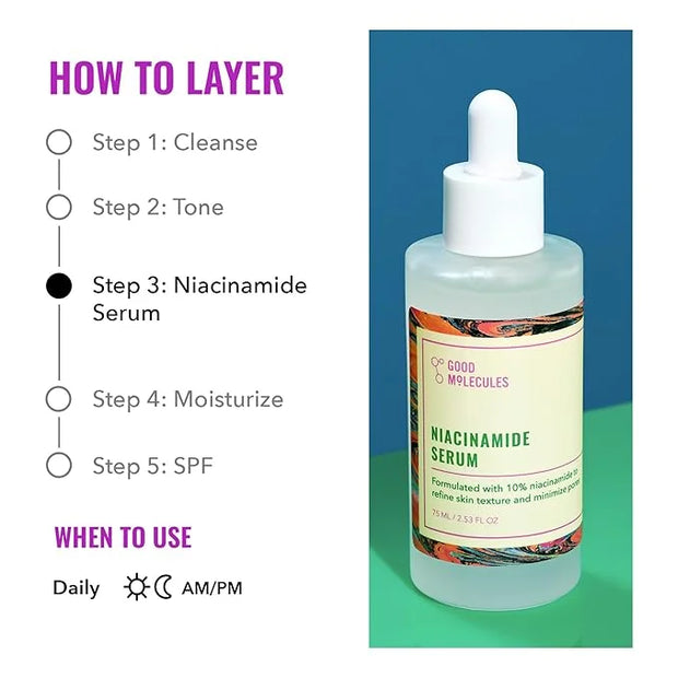 Good Molecules Niacinamide Serum - 10% Niacinamide B3 Facial Serum for Blemishes, Enlarged Pores, Balancing and Hydrating ...