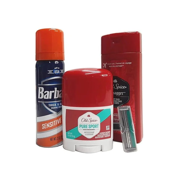 10 Piece Resealable Clear Men's Travel Kit with Shave Cream - Product Image