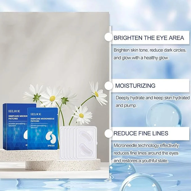 6 Picecs Malora Microglow Eye Patches,Hyaluronic Patchess for Under,Malora Under EyePatches for Wrinkles,Reduces Puffiness...