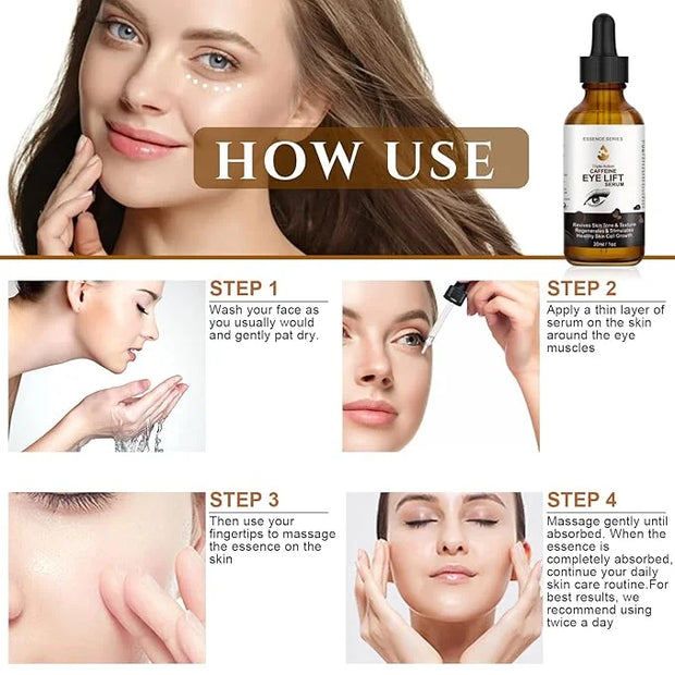 Caffeine Eye Serum - with EGCG, Vitamin C, Hyaluronic Acid, Collagen, Caffeine Eye Lift Serum - Reduces Puffiness, Dark Ci...