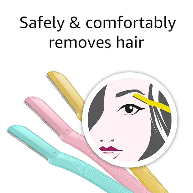Amazon Basics Women's Multipurpose Exfoliating Dermaplaning Tool, Eyebrow & Facial Razor, Includes Blade Cover, Multicolor...