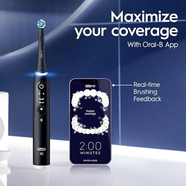 Oral-B iO Series 6 Rechargeable Electric Toothbrush with Visible Pressure Sensor to Protect Gums, 2 Minute Timer, 5 Cleani...