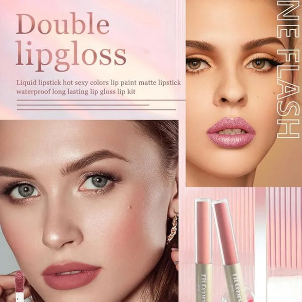 Double-end 2-in-1 Matte & Shimmery Lip Gloss Set, 3 PCS/Set (Set A, 3pcs) - Product Image