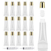 AMORIX 50PCS Lip Gloss Containers 10ml Gold Lip Gloss Tubes Empty Lip Balm Tubes Squeeze Tubes Lipgloss Supplies Lip Gloss...