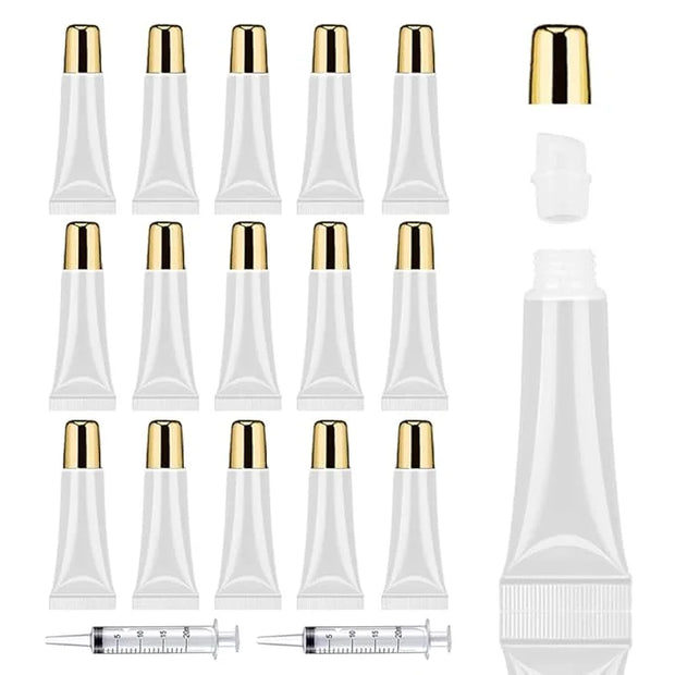 AMORIX 50PCS Lip Gloss Containers 10ml Gold Lip Gloss Tubes Empty Lip Balm Tubes Squeeze Tubes Lipgloss Supplies Lip Gloss...