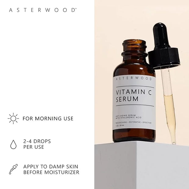 Asterwood Vitamin C Serum 8 oz + Hyaluronic Acid Eye Serum - Product Image