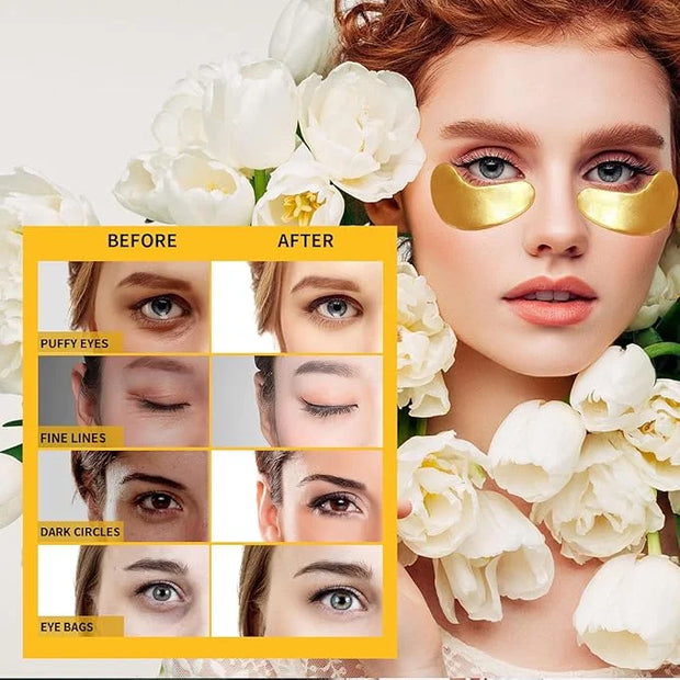 Under Eye Patches for Puffy Eyes Treatment 30 Pairs, 24K Gold Under Eye Masks for Dark Circles and Puffiness, Eye Gel Pads...