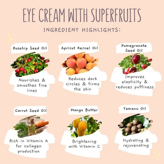 Taspen's Organics Hydrating Eye Cream with Super Fruits- for Dark Circles, Puffiness & Fine Lines - Brightening & Firming ...
