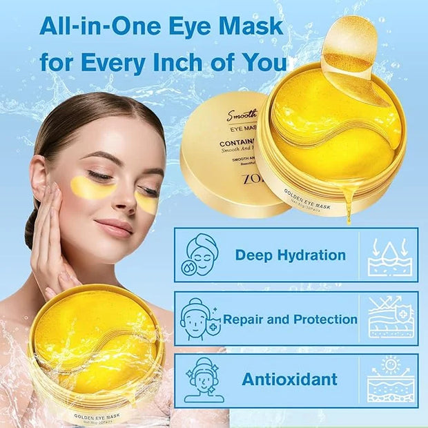 Gold Eye Patches 2-Pack (120 PCS) - Anti-Wrinkle & Firming Under Eye Gel Mask, Instantly Brighten Dark Circles, Luxury Col...