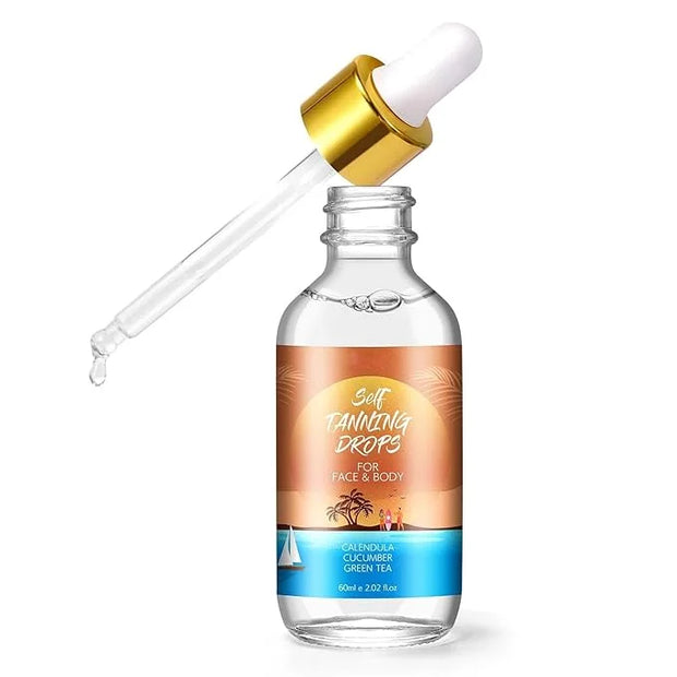 Self Tanning Drops for Face and Body, Self Tanner Drops Bronzing Drops, Natural Sunless Fake Tan Face Tanning Drops, Face ...