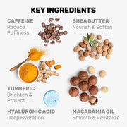 Under Eye Cream with Caffeine, Turmeric & Hyaluronic Acid | Vibrating Applicator & Snail Mucin | Anti-Aging Treatment to R...