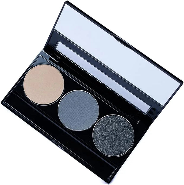 Off White, Matte Medium Grey Blue, and Glitter Black Deep Navy Blue Vegan Eyeshadow Trio Palette; Talc, Paraben & Cruelty ...
