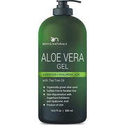 Aloe vera Gel - from 100% Pure Organic Aloe - Natural Raw Moisturizer for Face, Body, Hair. Perfect for Sunburn, Acne, Raz...