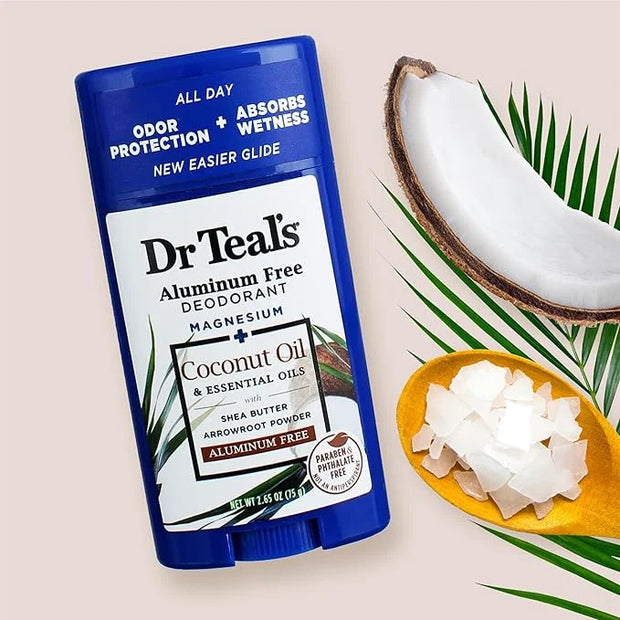 Dr Teal's Aluminum Free Deodorant, Coconut Oil with Essential Oils, 2.65 oz (Pack of 3) - Product Image
