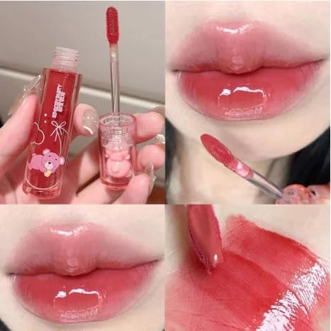 6 Colors Bear Lip Gloss Set, Lip Glaze Jelly Lipstick Liquid Lipstick Cute Bear Lipgloss Plumping Lip Tint Moisturizing Wa...