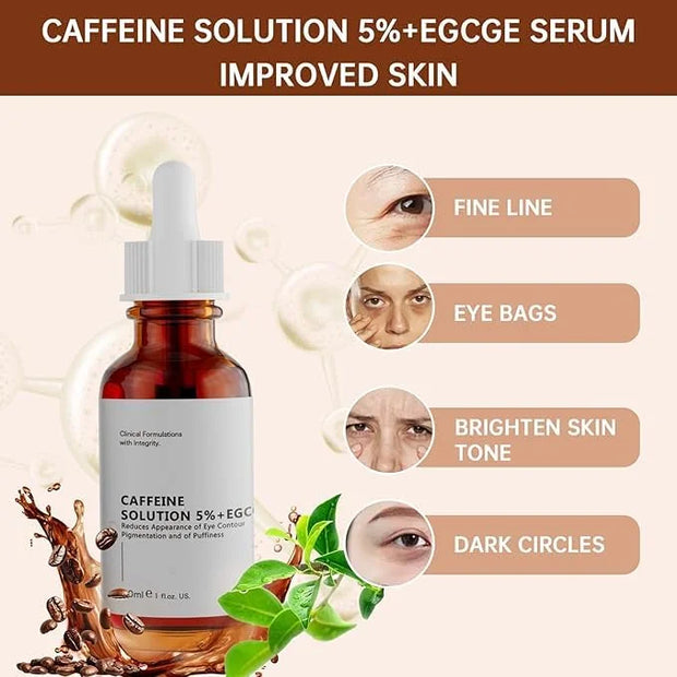 Caffeine Solution 5% + EGCG Eye Serum for Skin Care Caffeine Eye Hyaluronic Acid Reducing Puffiness and Dark Circles, Niac...
