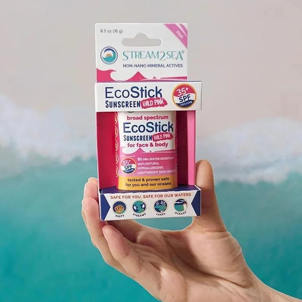 STREAM2SEA EcoStick SPF 35 Mineral Sunscreen Stick, Sweat Water Resistant Sunblock, USDA Approved Biodegradable Paraben Fr...