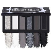Black Eyeshadow Palette with Mirror Silver Gray Black Tones Matte Shimmer Smokey 6 Colors Mini Eye Shadow Pallet Travel Si...