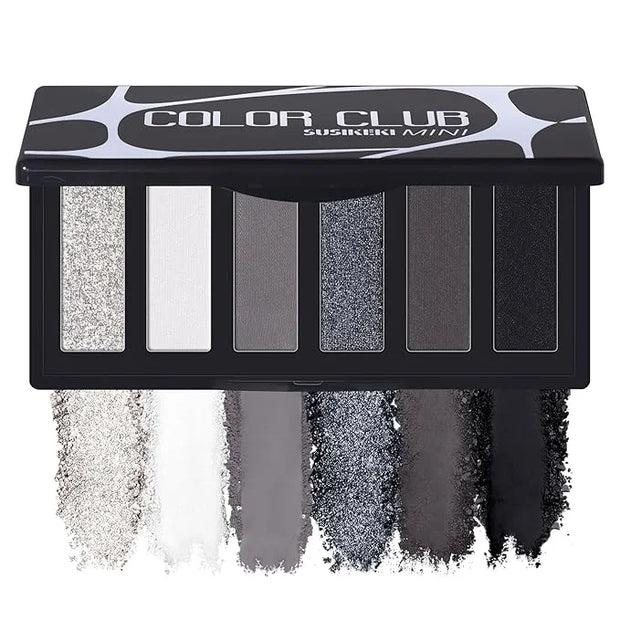 Black Eyeshadow Palette with Mirror Silver Gray Black Tones Matte Shimmer Smokey 6 Colors Mini Eye Shadow Pallet Travel Si...