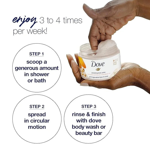 Dove Exfoliating Body Polish Scrub for Silky Skin Oatmeal & Calendula Oil Body Scrub Exfoliates & Gives Lasting Nourishmen...