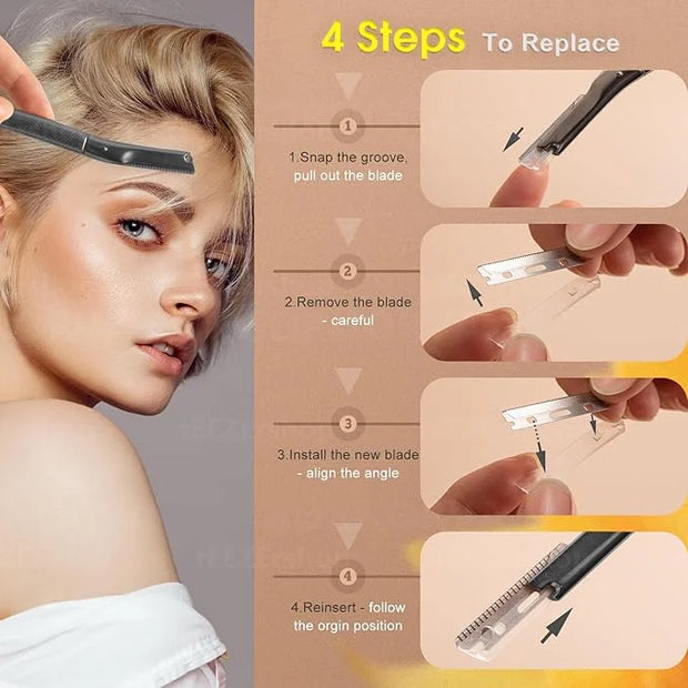 Dermaplane Razor for Women Face with 20PCS Blades,Professional Facial Razors for Peach Fuzz and Eyebrow Hair Removal,Stain...