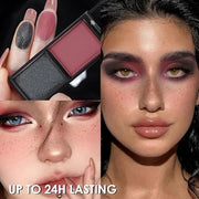 Wine Red Black Two Color Matte Shimmer Eyeshadow,Bright High Pigment Eye Shadow Powder,Professional Long-Lasting Waterproo...