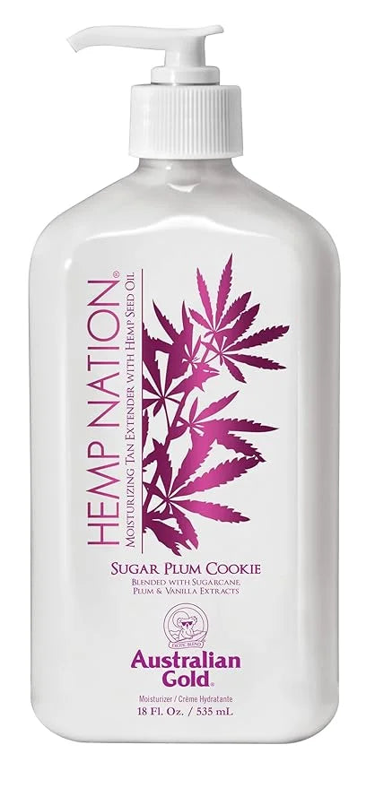 Australian Gold Hemp Nation Sugar Plum Cookie Bundle - Tan Extender Body Lotion (18 FL Oz) and Body Wash (8 FL Oz), Delect...