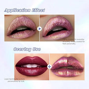Hot Pink Glitter Lip Gloss Liquid Lipstick, Diamond Shimmer Metallic Sparkly Iridescent Chameleon Lip Gloss Gift for Women...