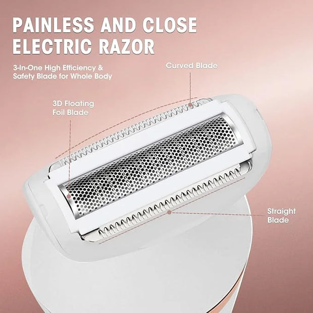 Electric Shavers for Women, 4 in 1 Hair Removal Kit with Epilator Bikini Trimmer Face Razor Body Brush Face Massager Foot ...