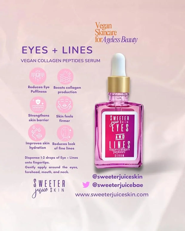 | Eyes + Lines Vegan Collagen Peptides Serum | 5 Peptides | Reduces Wrinkles & Dark Circles | Niacinamide, Hyaluronic Acid...
