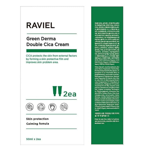 RAVIEL Green Derma Double Cica Cream | Redness relief for face | Calming & Soothing Skin barrier moisturizer for Sensitive...