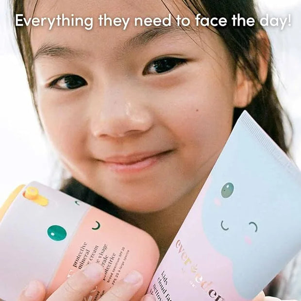 Evereden Kids Morning Skincare Set – Cloud Face Wash, SPF 20 Daily Face Cream, Hair Spray & Headband – 4-Piece Clean Routi...