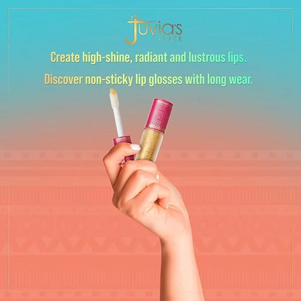 Juvia's Place Lip Gloss Glass It's Electric - Gold Shimmer,16 oz, Clear, Plump, Long Lasting Non-Sticky Luscious High Shin...