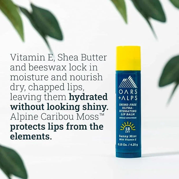 Oars + Alps Lip Suncreen, SPF 18 Lip Balm, Shine Free Sunscreen for Lips, Infused with Vitamin E, Peppermint & Spearmint, ...