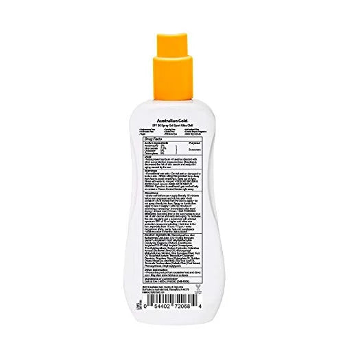Australian Gold Extreme Sport Spray Gel Sunscreen SPF 30, 8 Ounce | Broad Spectrum | Sweat & Water Resistant | Non-Greasy ...