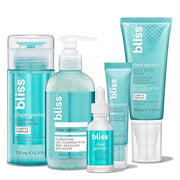 Bliss Acne-Prone Skin Bundle - Clear Genius Toner, Body Spray, Spot Treatment BHA Salicylic Acid and Clarifying Peel & Cle...