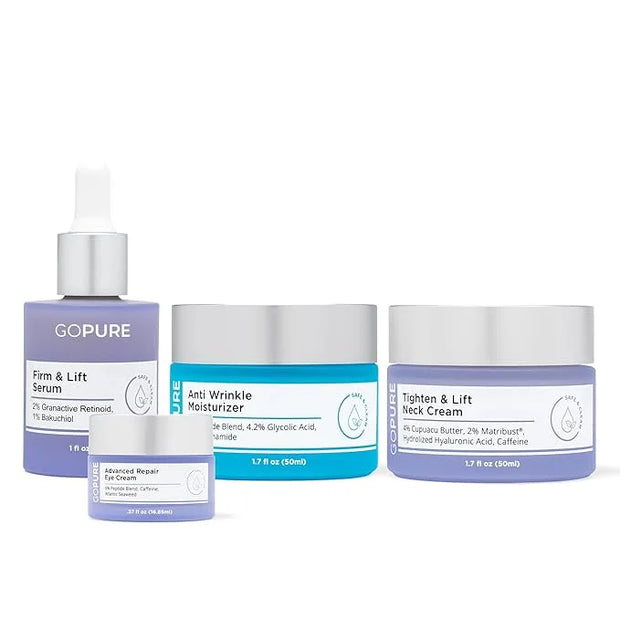 goPure Ultimate Firming Set - Skincare Routine for Firmer-Looking Skin, 4 Piece Set Includes Tightening Neck Cream, Hydrat...
