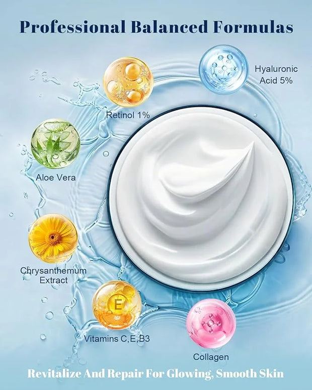 Retinol Cream for Face, Face Moisturizer, Neck Creams for Tightening and Firming with Collagen & Hyaluronic Acid, Daily An...