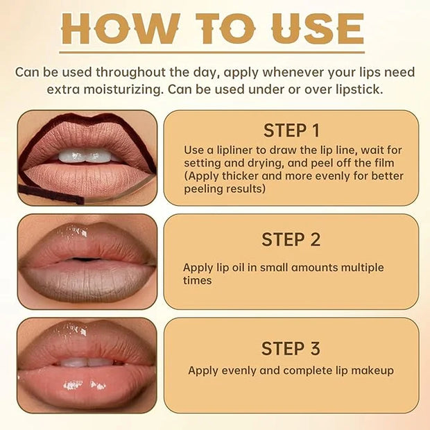 Peel Off Lip Liner Stain Tattoo, Long Lasting Waterproof Lip Stain Peel off, Tattoo Brown Lip Liner and Lip Gloss Combo, N...