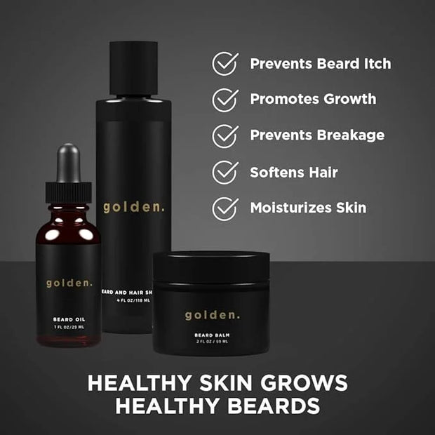 Golden Grooming Co. Complete Men's Grooming Gift Set - Beard Oil, Face & Body Wash, Shampoo, Balms, Moisturizer, Scrub & M...