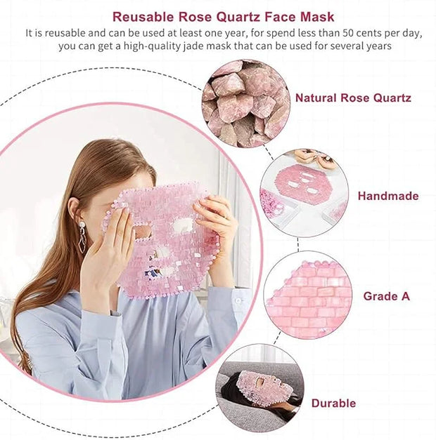 ideayard Rose Quartz Mask｜100% All Natural Jade Face Mask｜Diminish Puffiness｜Soothe Eye Fatigue｜Dark Circles Face Caring -...