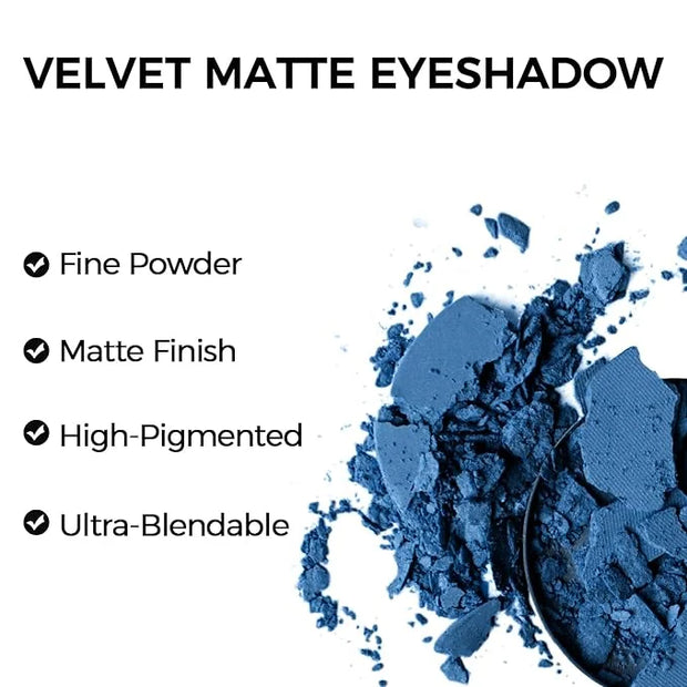 Erinde Single Dark Blue Matte Eyeshadow Palette, High Pigmented Eye Shadow Powder, Long Lasting, Ultra-Blendable, Intense ...