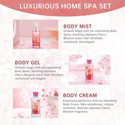 Bath Gift for Women and Girls, Japanese Cherry Blossom Spa Set With Natural Extracts, 3PCS Set - Shower Gel, Lotion, Mist,...