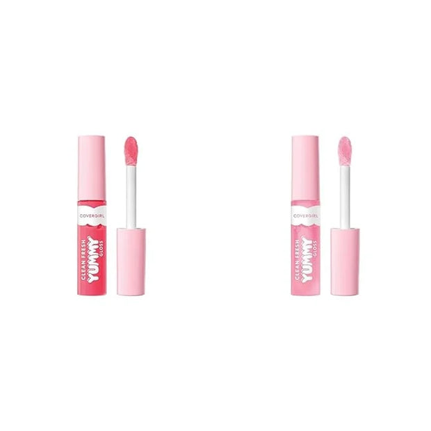 COVERGIRL Clean Fresh Yummy Gloss Lip Gloss 2-Pack - Glamingo Pink & Sugar Poppy Sheer Shades with Hyaluronic Acid, Vegan ...