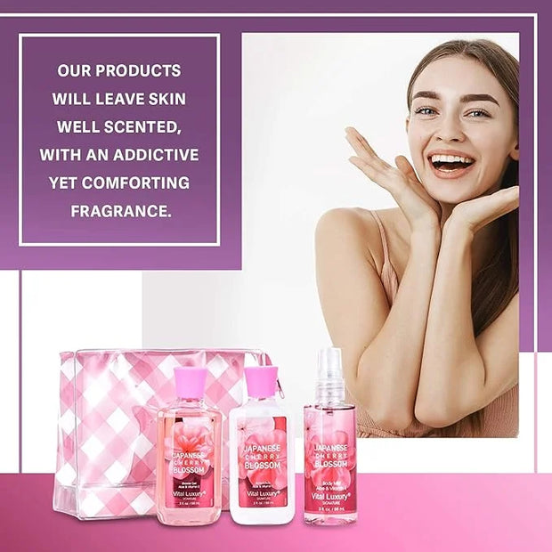 Bath & Body Care Travel Set - Home Spa Set with Body Lotion, Shower Gel and Fragrance Mist, Personal Body Care Travel Set ...