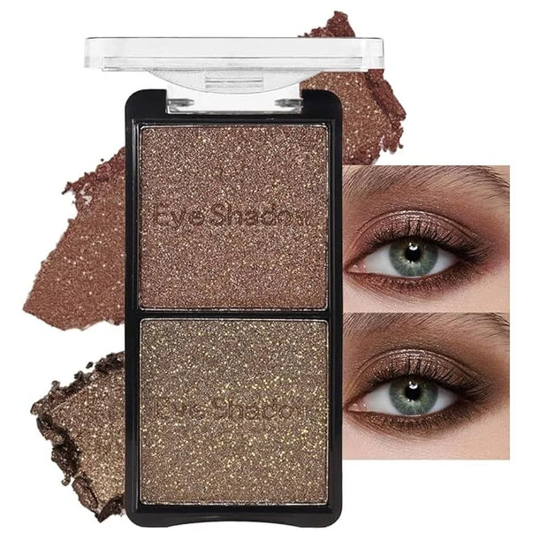 Double color eye shadow, Eyeshadows Creamy, high pigment eye makeup palette, matte shimmer metal eye shadow powder, Blenda...