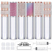 AMORIX 6pcs Lip Gloss Tubes with Wand 5ml Empty Rhinestone Lip Gloss Containers Cute Lipgloss Bottles Crystal Lip Gloss Su...
