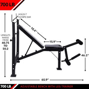 JFIT Olympic Weight Bench with Leg Developer Attachment - Product Image